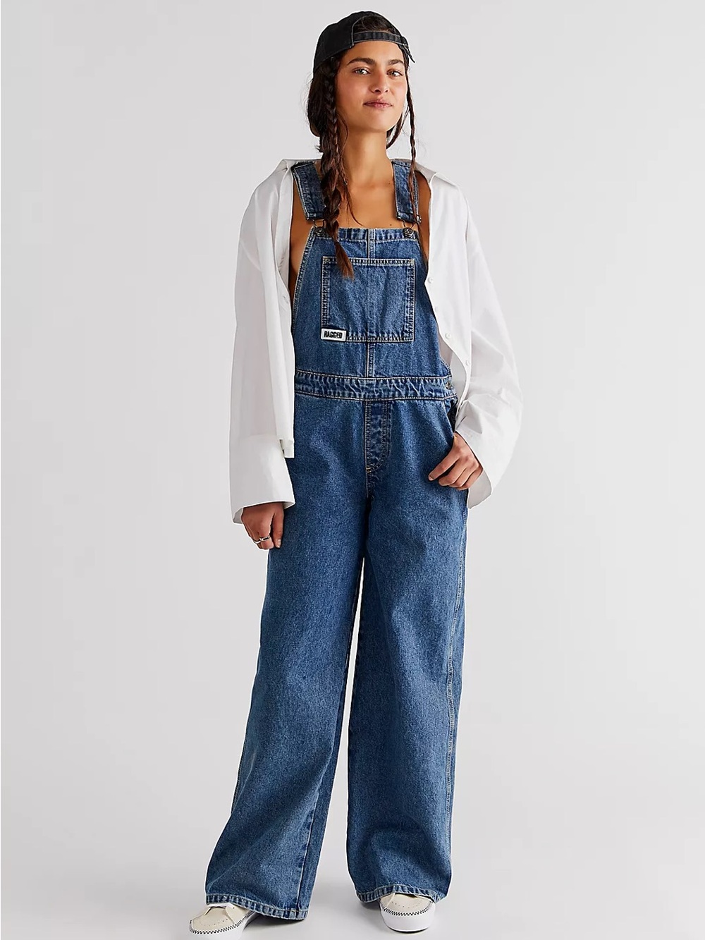 NWT The Ragged Priest x Free People Overalls S Low Rise Baggy Wide Leg Denim